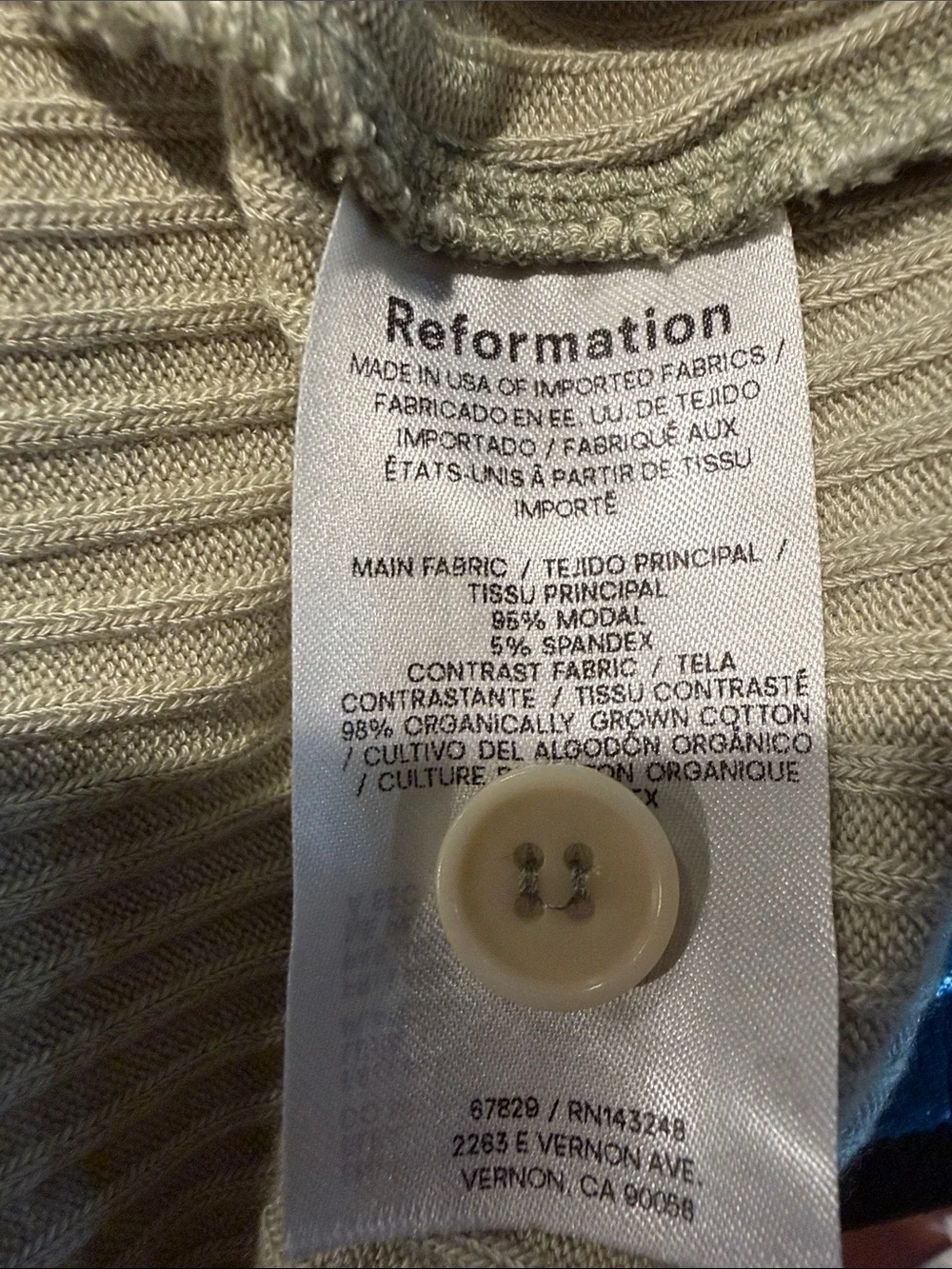 Reformation light green Button-Front Ribbed Top - Picture 6 of 8
